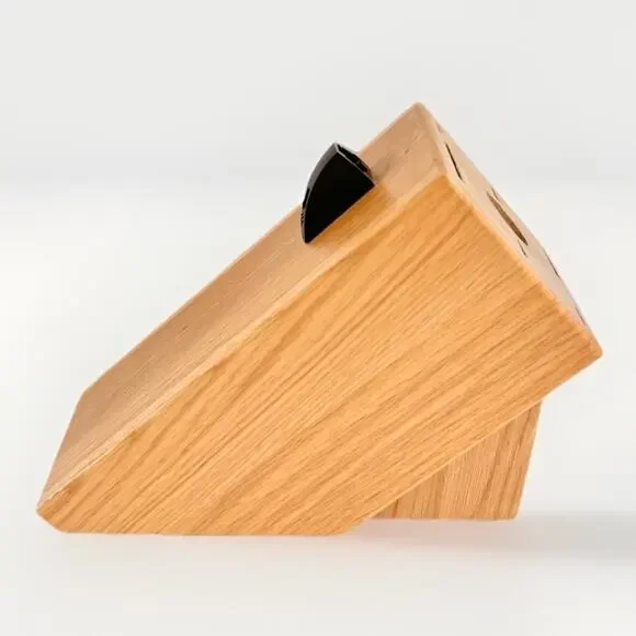 Cutco 6 Slot Wood Knife Block Scissor Sharpener Holder Kitchen Honey Oak USA - Picture 4 of 6